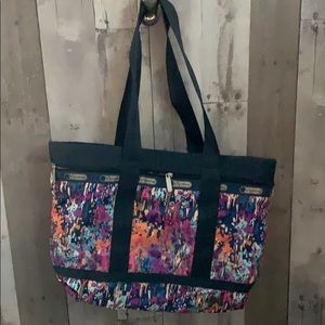 Le Sport Sac watercolor bag with orange lining